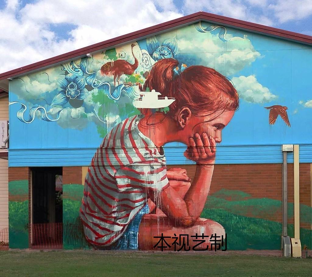 成都墙体彩绘 楼房墙壁绘画设计个性风