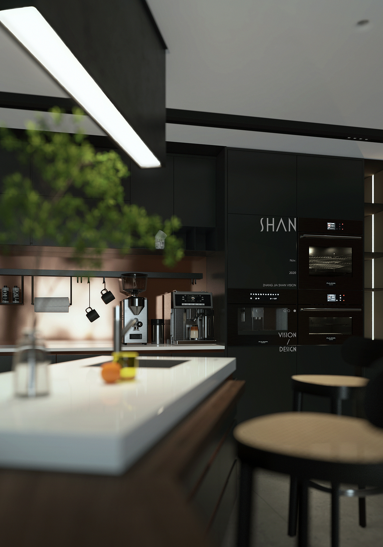 SHAN丨暗调系单身住宅设计及效果表现（图ZMjM0NjUwODk2） - 家装设计 - 站酷设计师聿亘丨SHAN原创素材 - 站酷ZCOOL