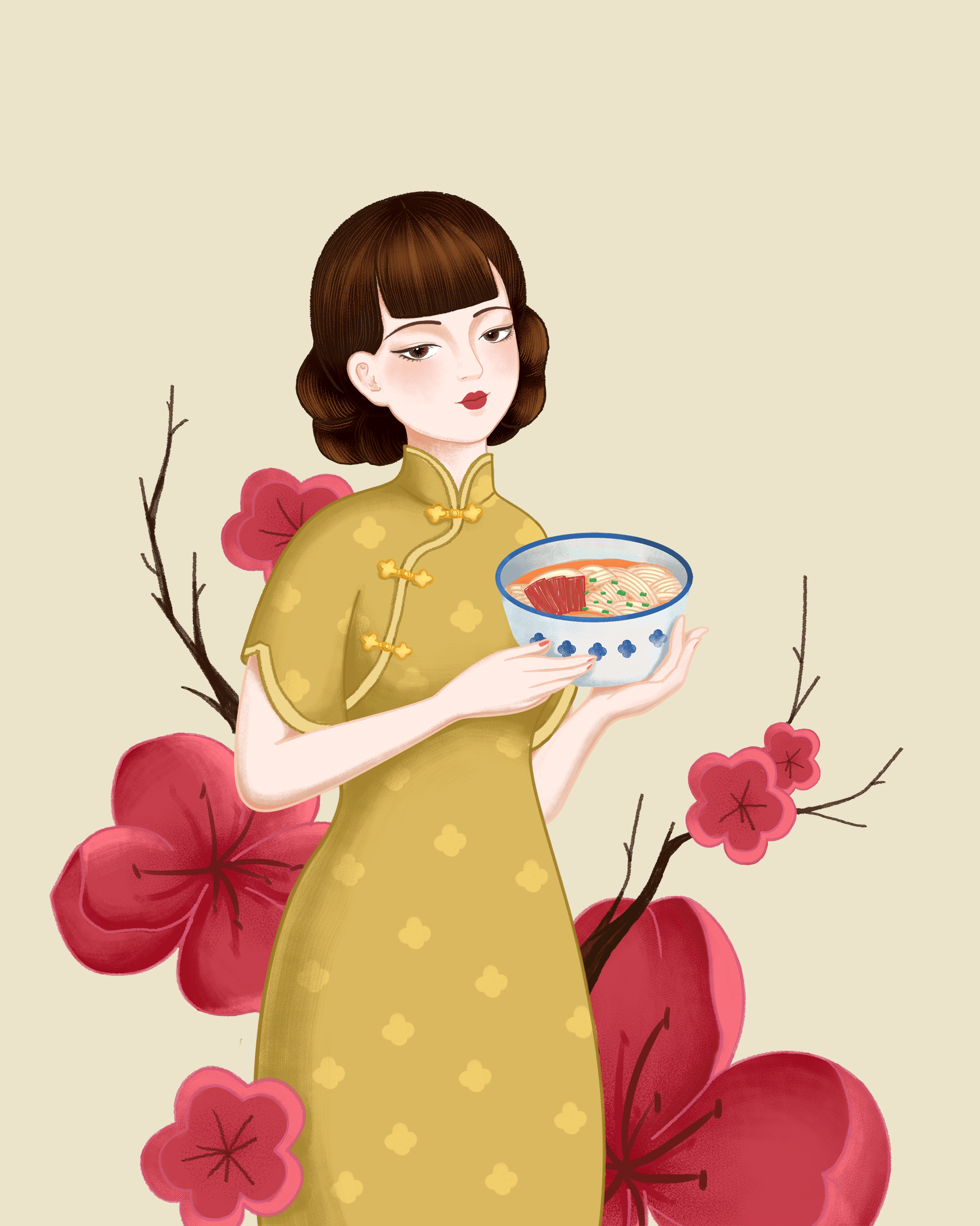 民国美女插画-中华米粉（图ZMjc5NTQzMTQ4） - 商业插画 - 站酷设计师余巧红原创素材 - 站酷ZCOOL