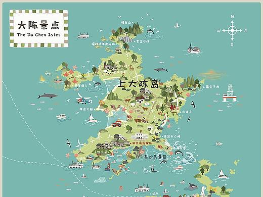 大陈岛旅游手绘地图