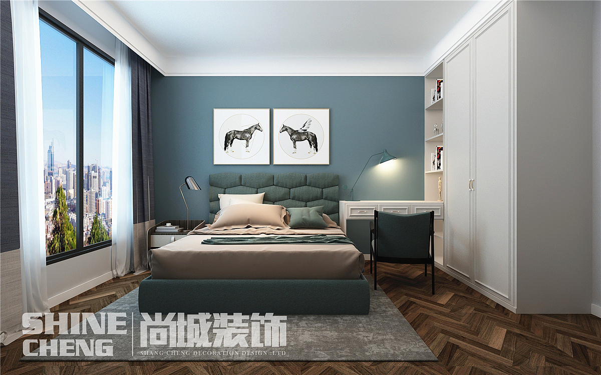 泰安半山九里140平小美式风格装修设计效果图案例