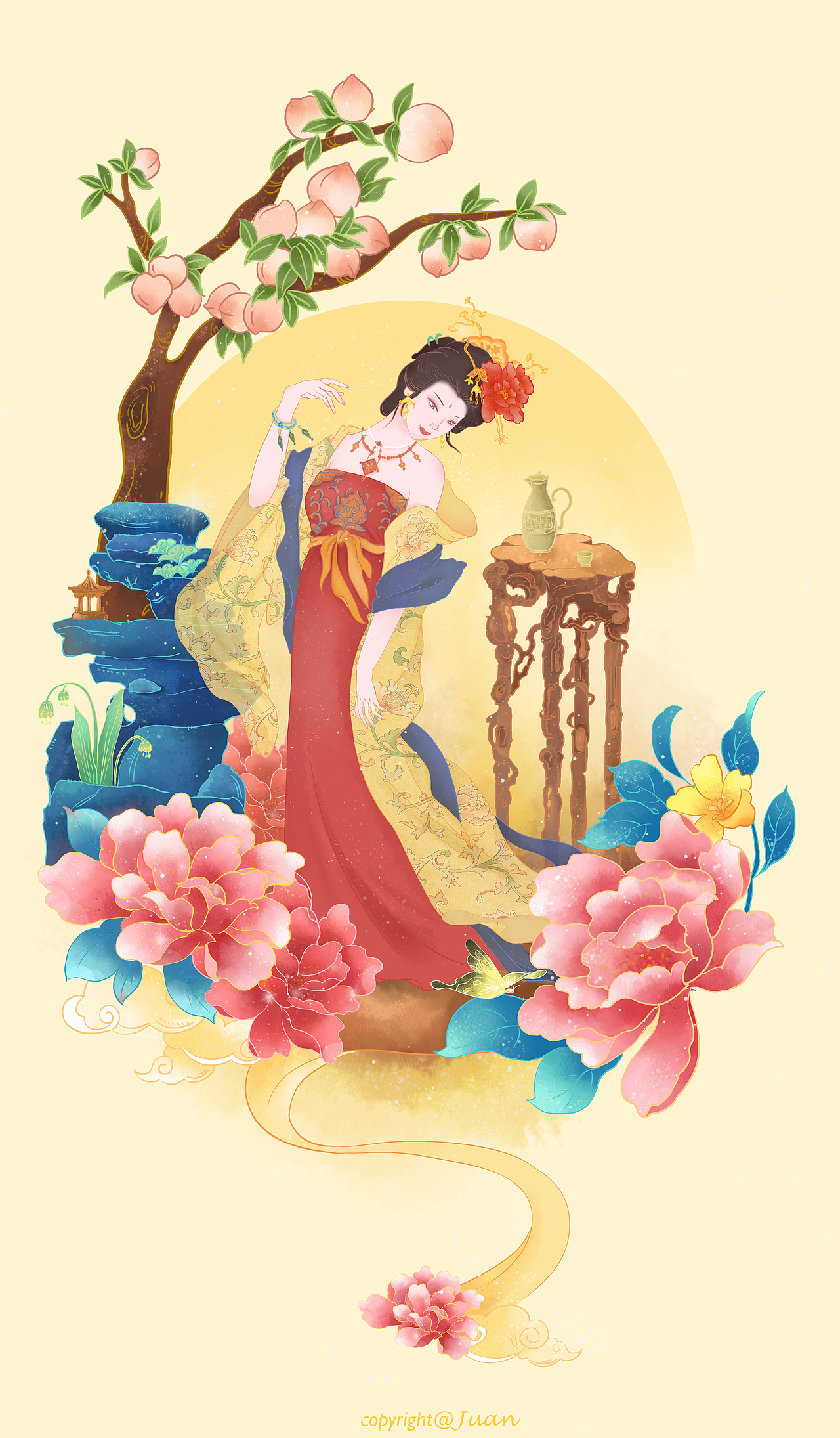 古风插画之四大美女——杨玉环