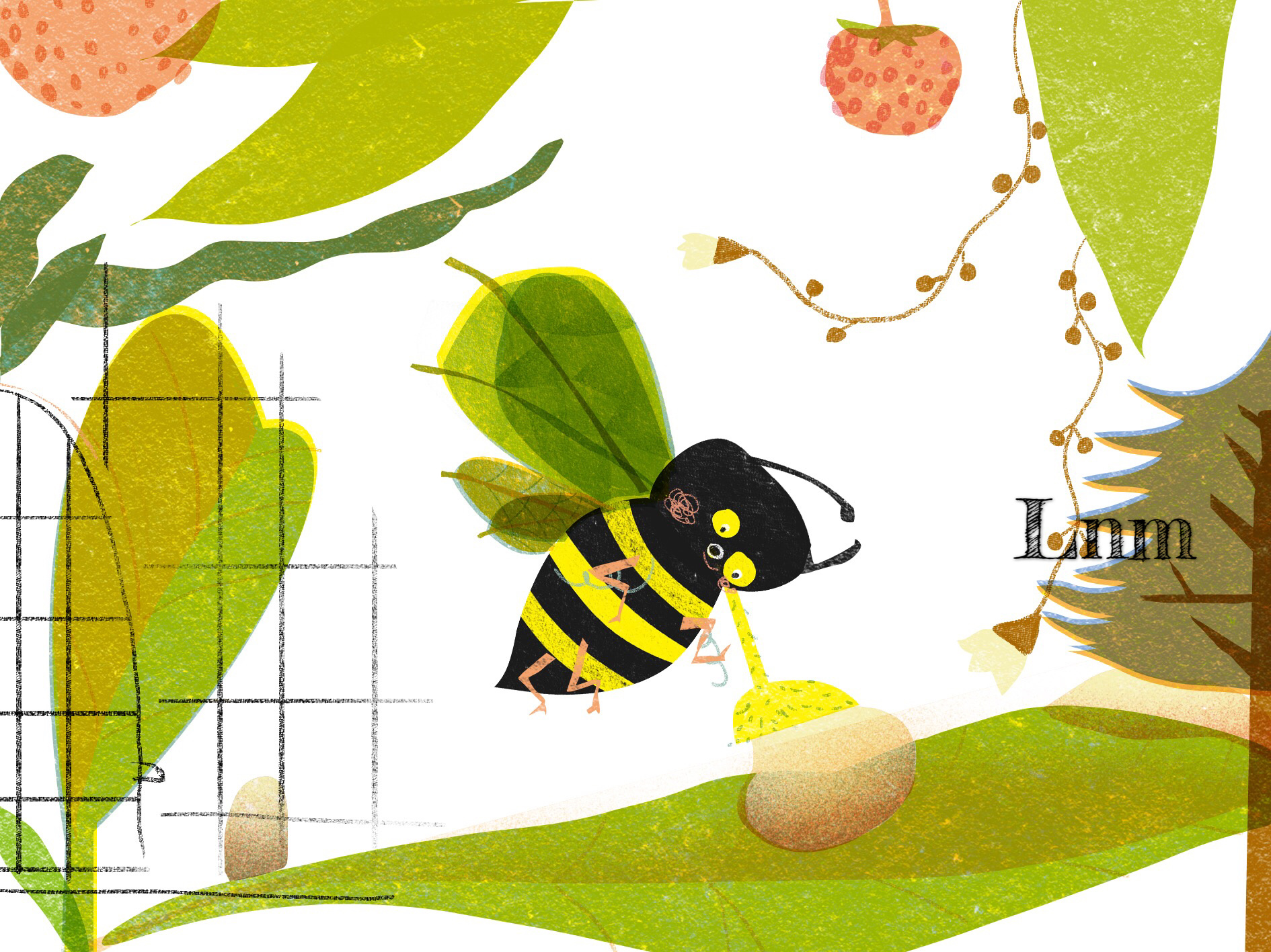 树叶翅膀的蜜蜂