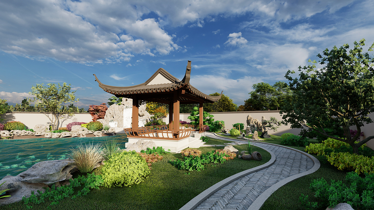 松滋苏式别墅庭院效果图设计师焦学杰