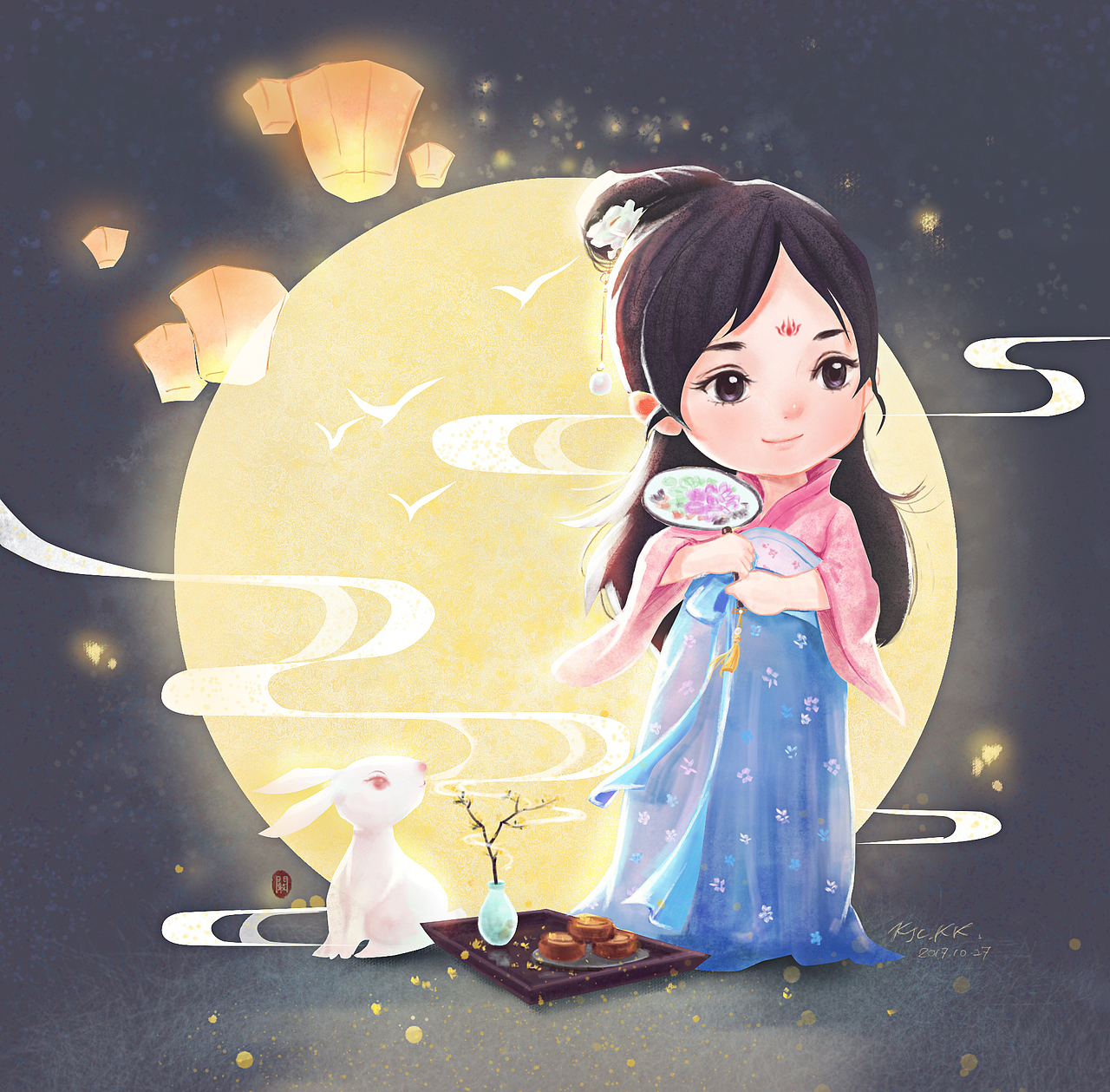 中秋节小仙女（图ZOTkwMDAyNTI=） - 创作习作 - 站酷设计师KJC_KK原创素材 - 站酷ZCOOL