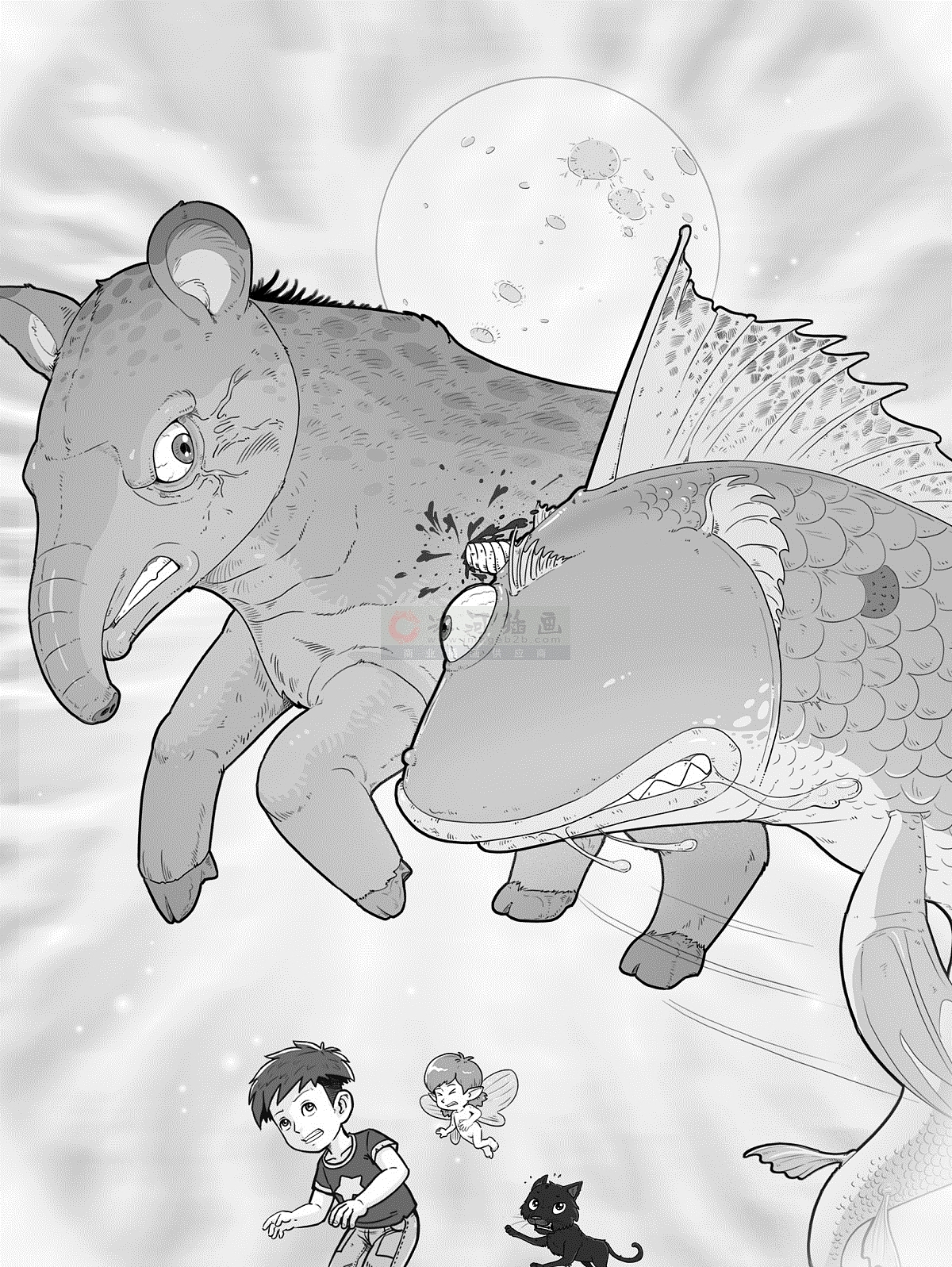 青少科幻魔幻小说内文黑白插图日漫风格（图ZMTY4MjYxMjI0） - 儿童插画 - 站酷设计师汉图文化公司原创素材 - 站酷ZCOOL