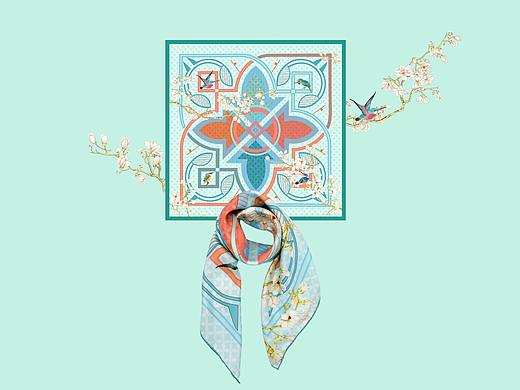 丝巾设计——晓窗听蘭