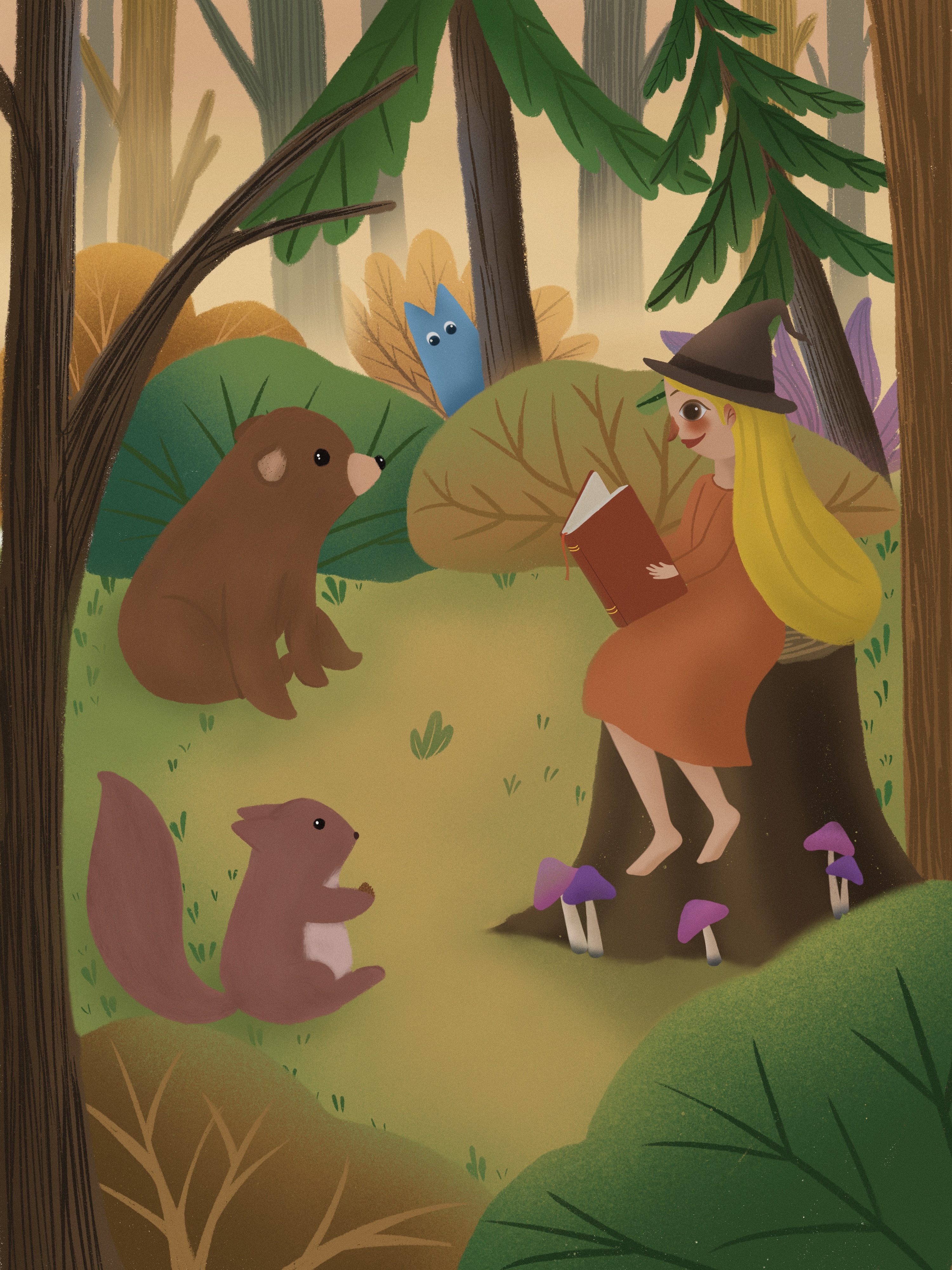 森林故事会儿童插画