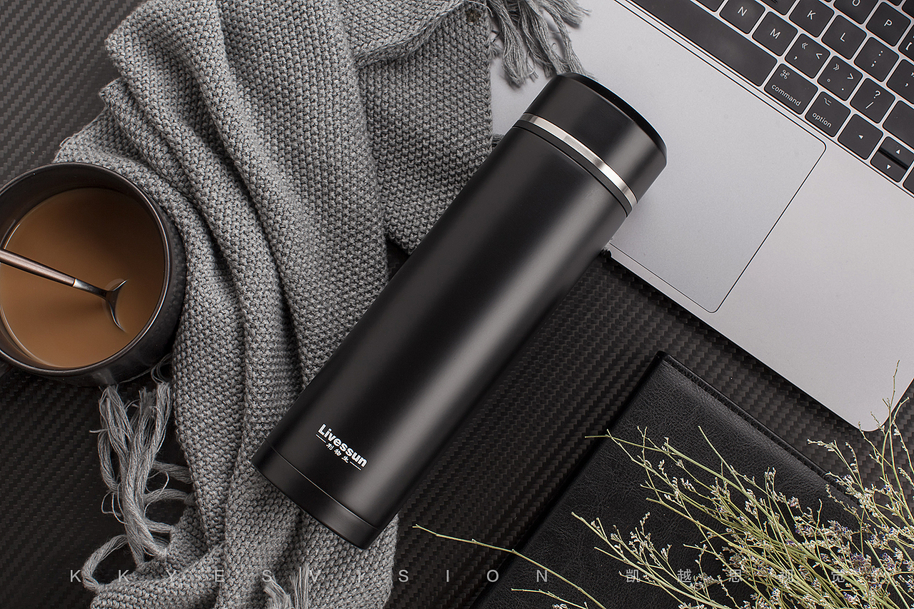 保温杯茶杯杯子不锈钢 静物拍摄商业摄影