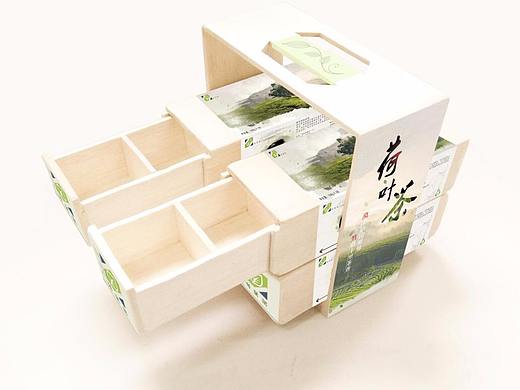 荷叶茶的木质高端礼盒包装