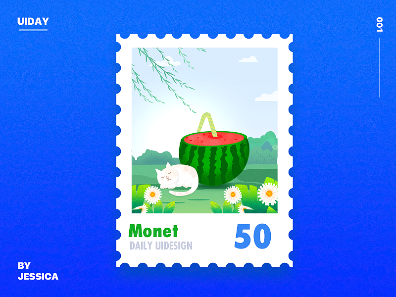 Shimmering stamp design