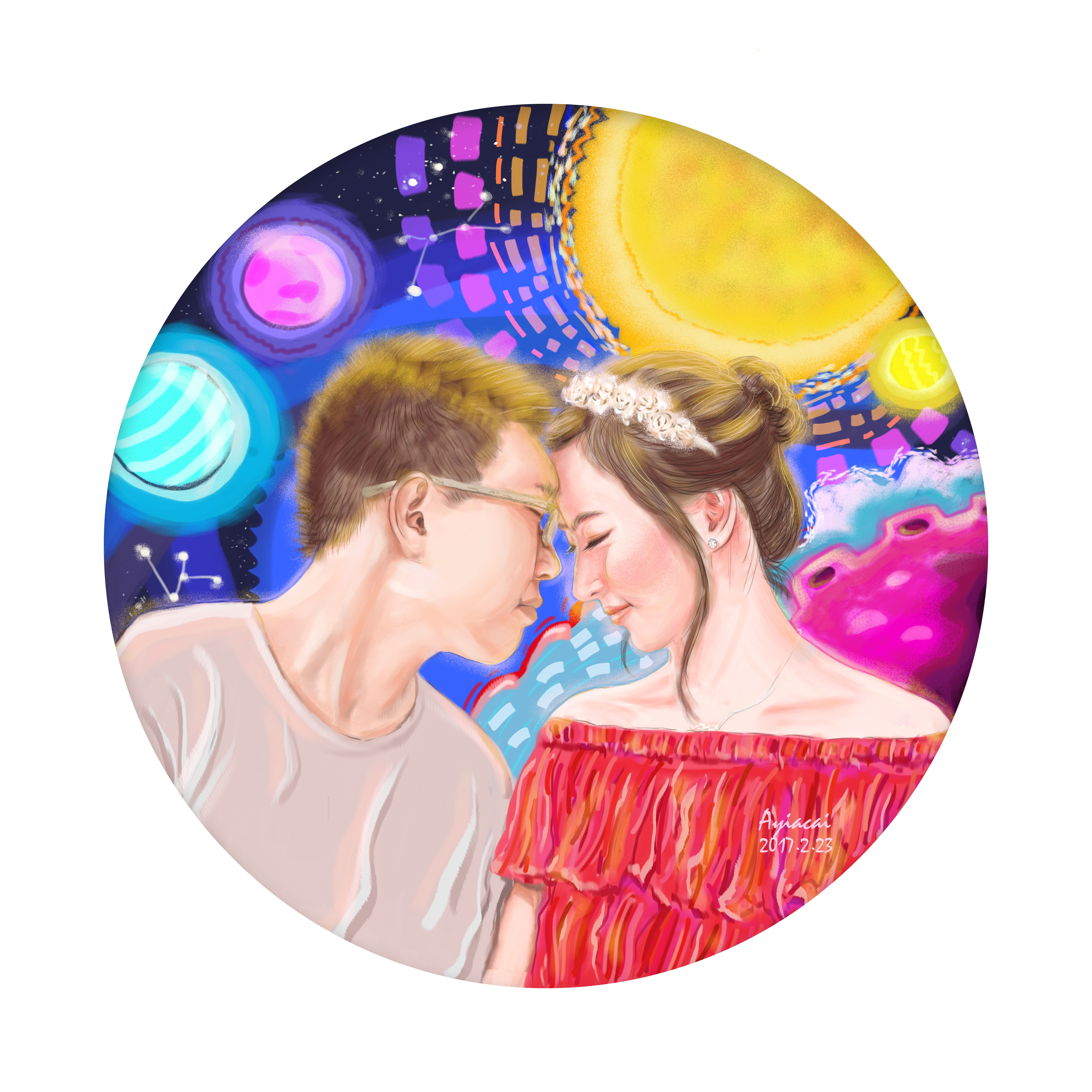 结婚照插画练习《阿毛》