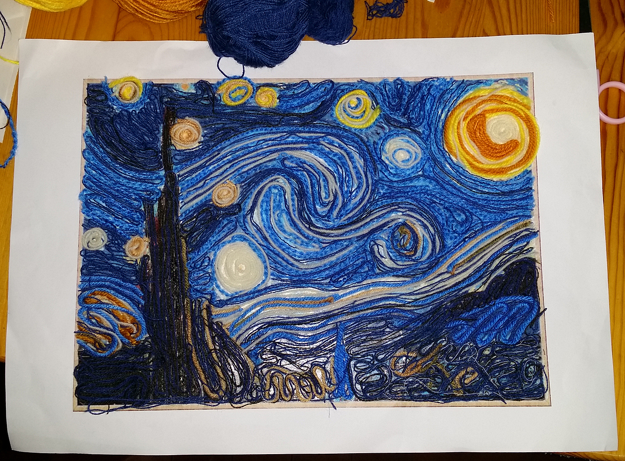 毛线贴画《星夜》（图ZMTk5MzA2NjQ=） - 其他手工艺 - 站酷设计师lanneyliang原创素材 - 站酷ZCOOL