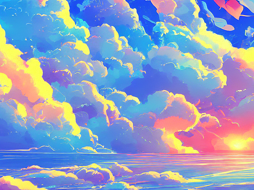 #AI创作实验室#海，天空与云（个人主页-ZNjI0NTI0OTI=） - AI作品 - 站酷设计师花花瑾原创素材 - 站酷ZCOOL