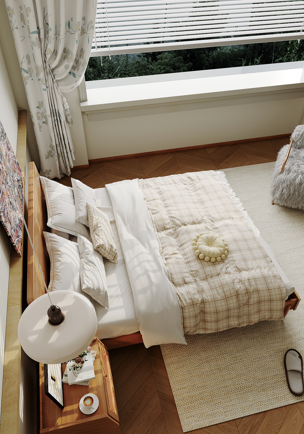 小卧室渲染，素材来源于网络