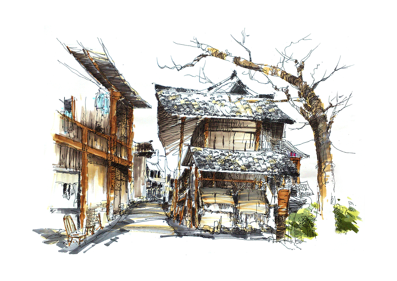 景观手绘:《从噶丹松赞林寺看藏汉民族文化差异》