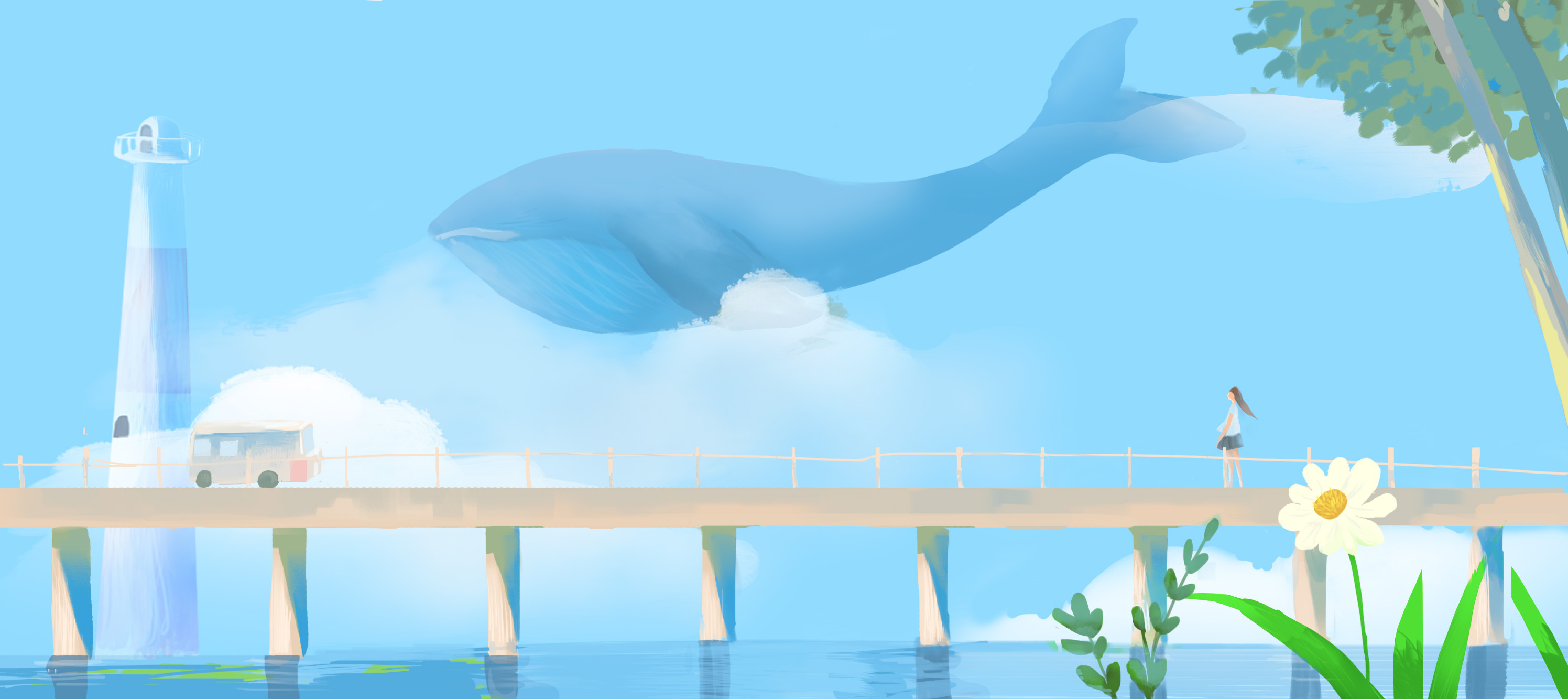 鲸鱼女孩|插画|插画习作|棪山田 - 原创作品 - 站酷 (zcool)