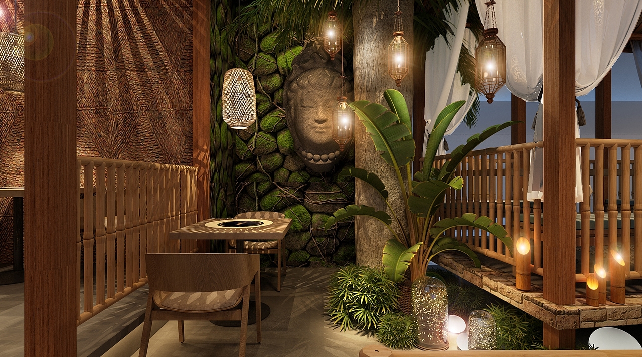 嗨捞猪肚鸡|火锅店设计效果图|餐厅设计案例|七原设计