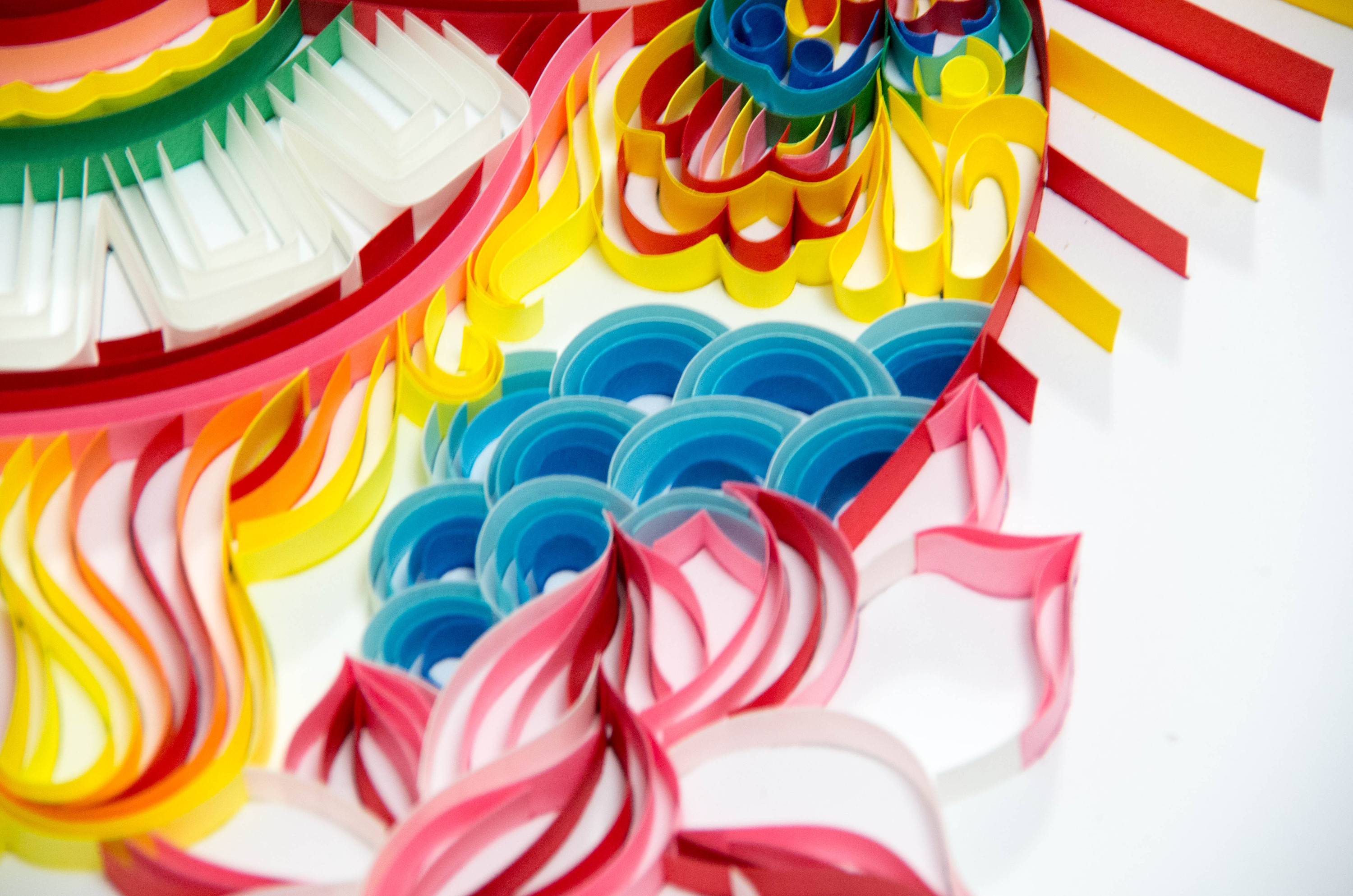 手工衍纸装饰画吉庆醒狮