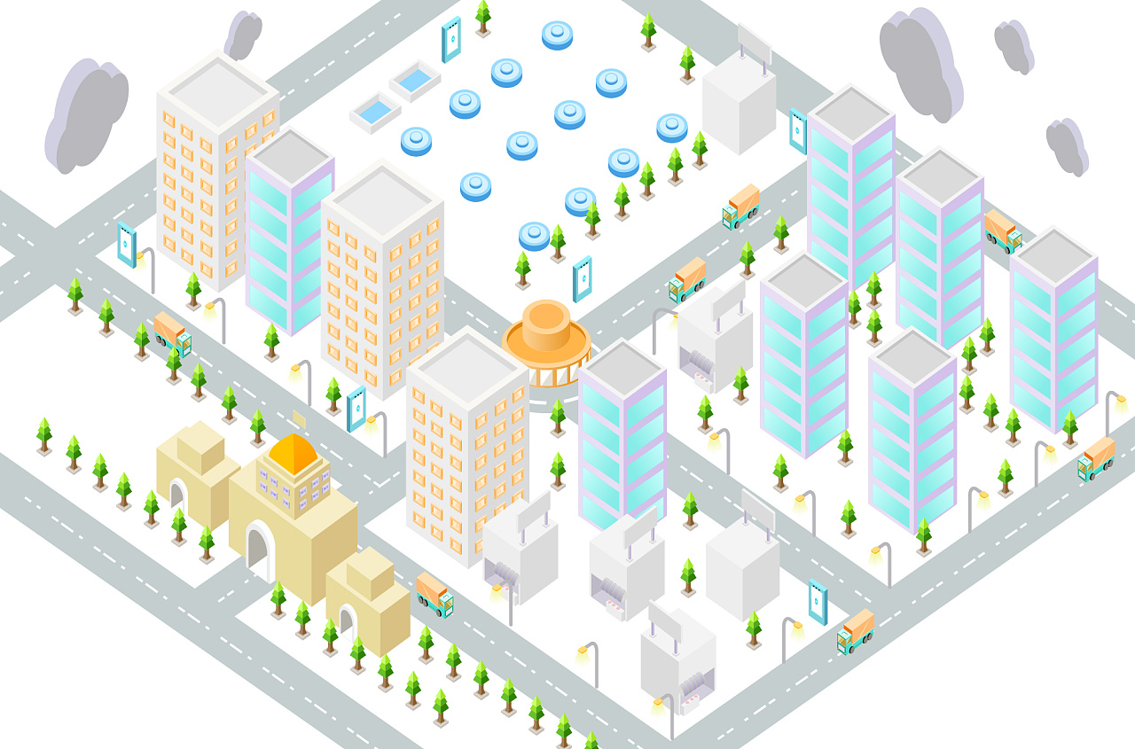 2.5d城市插画练习