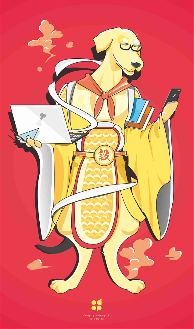 2018 狗年门神插画（图ZMTA1NDQ1ODk2） - 创作习作 - 站酷设计师chihangLuk原创素材 - 站酷ZCOOL