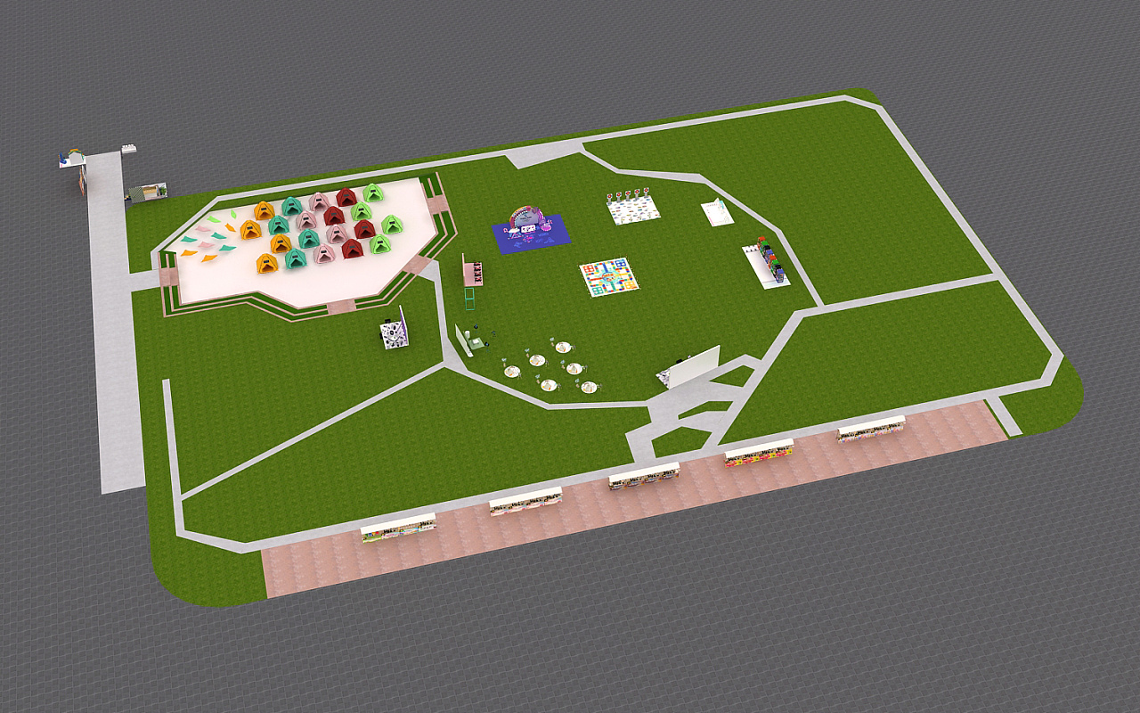 户外草坪活动第二届邻里节设计3d效果图
