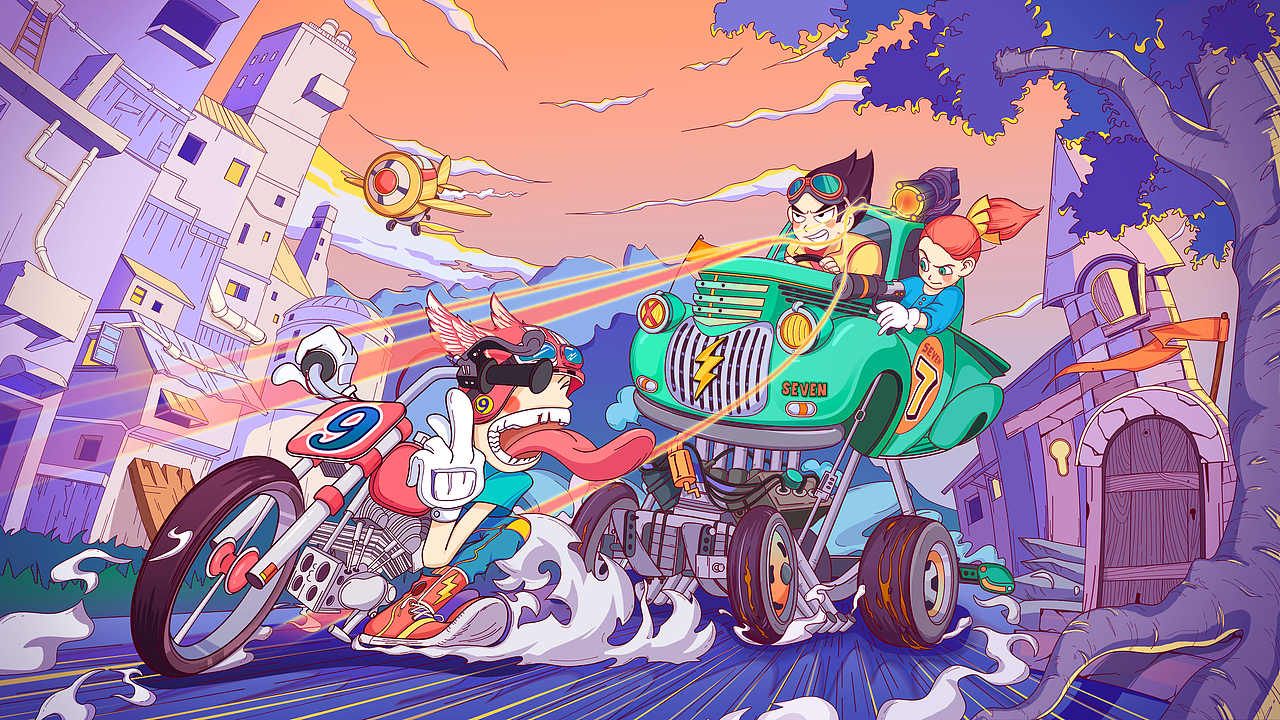 追逐少年（图ZMjY2Mzk3Mzcy） - 新锐潮流插画 - 站酷设计师鱼渡白白原创素材 - 站酷ZCOOL