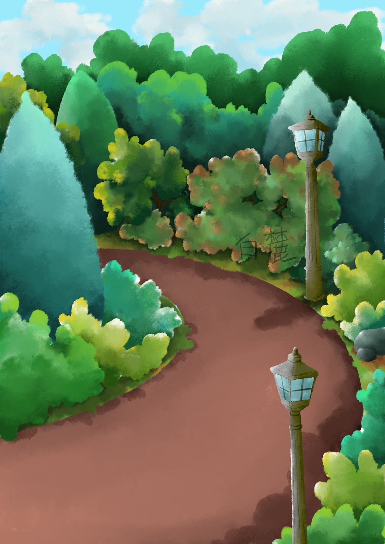 路 297天前 22 0 0 北京  |  插画师 公园的小路拐弯处 原创  -  插画