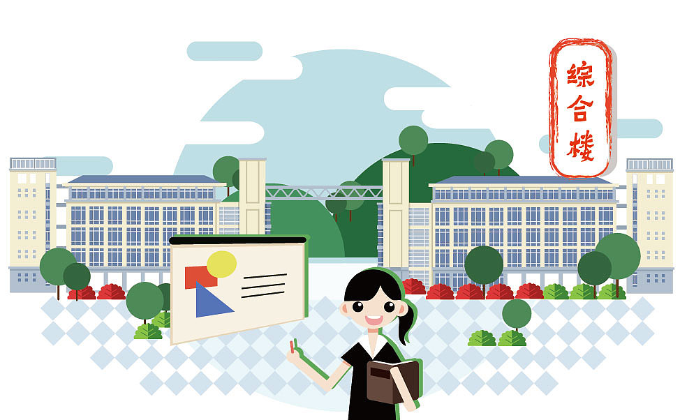 校园风景明信片