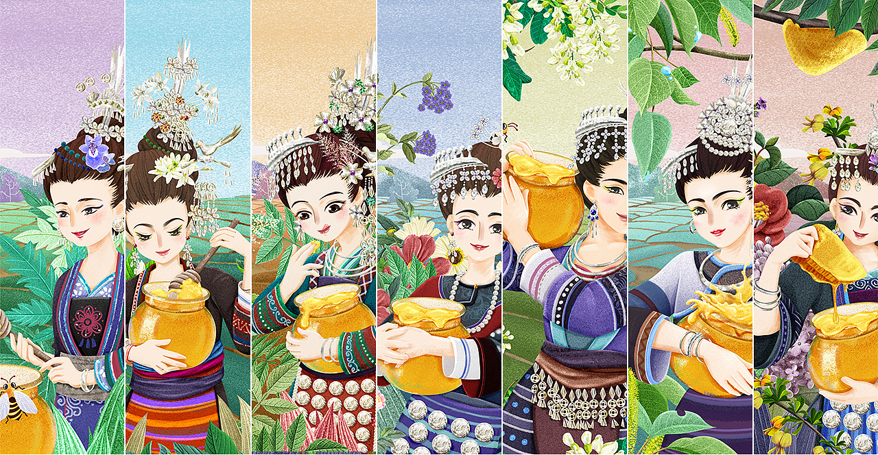 蜂蜜包装插画系列