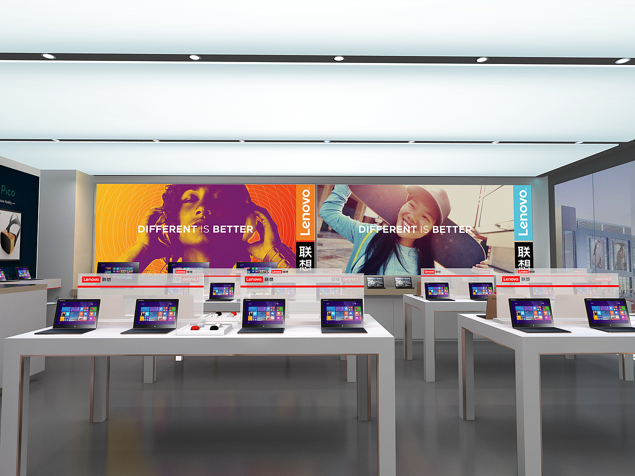 北京智能电视体验店丨联想店面效果图（图ZMTYwNzIxODMy） - 展陈设计 - 站酷设计师品牌设计Calvin原创素材 - 站酷ZCOOL