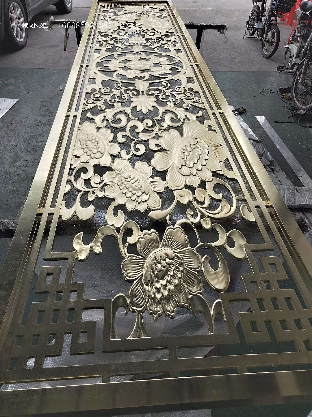 宁波客厅青古铜铝板雕刻屏风隔断厂家