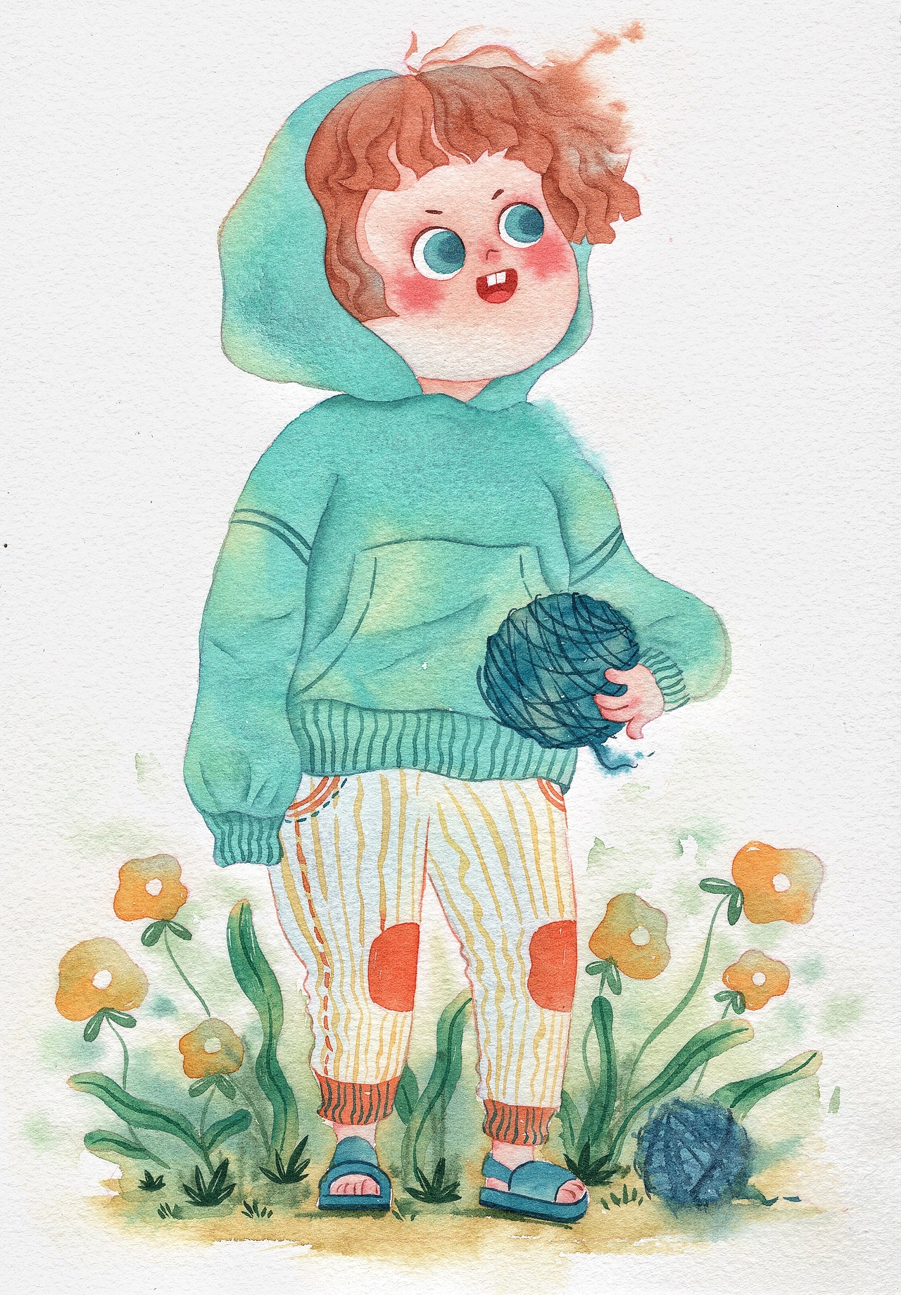 手绘水彩儿童插画