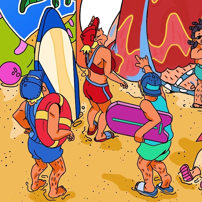巨人沙滩派对|插画|创作习作|joshua_pu - 原创作品 - 站酷 (zcool)
