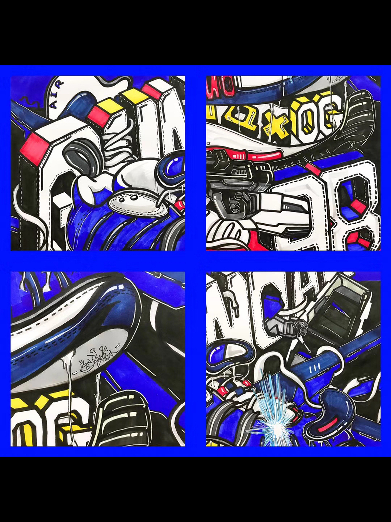 纸上解构nike air max 98高达配色潮流插画装饰画（图ZMTk0NDczODQ4） - 新锐潮流插画 - 站酷设计师Simumumumu原创素材 - 站酷ZCOOL