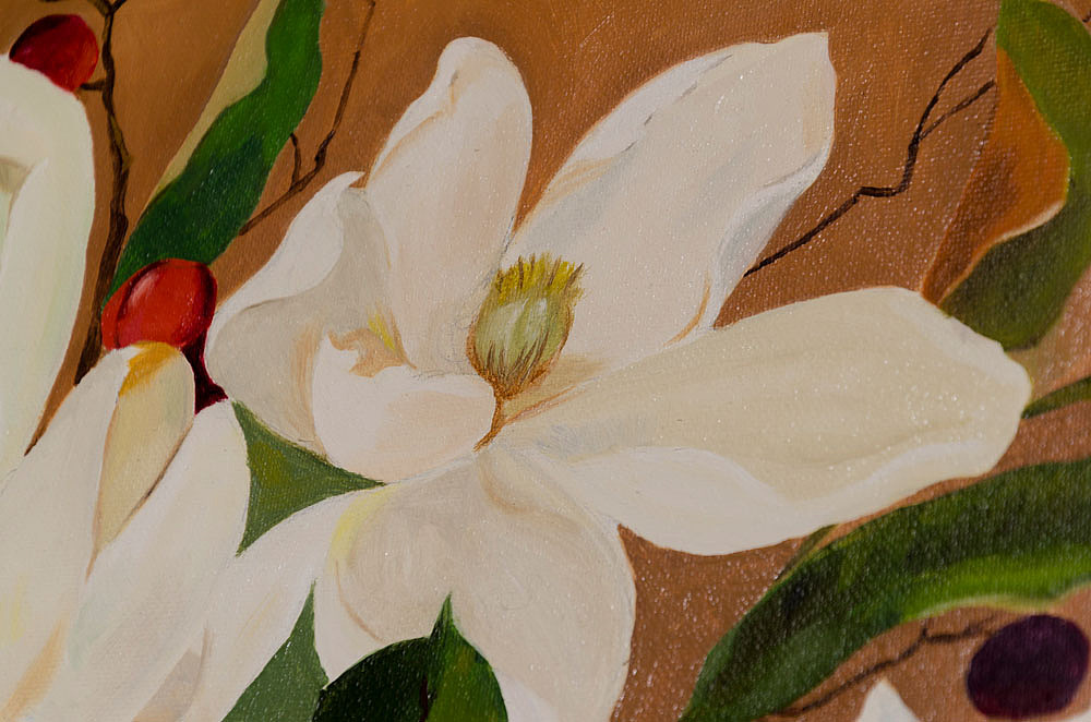 栀子花开——三联幅定制油画(图ZMTE1MzQyMzE2) - 绘画 - 站酷设计师赵相画墙原创素材 - 站酷ZCOOL