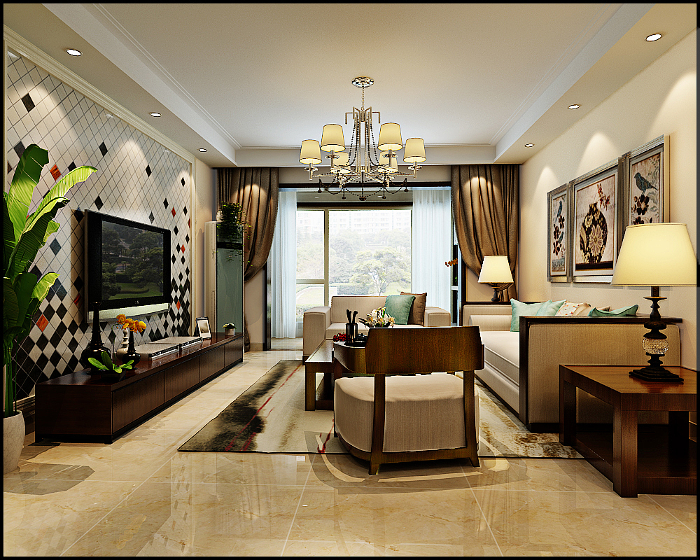 天海誉天下139㎡简约风格装修效果图-金舍装饰-石家庄装修