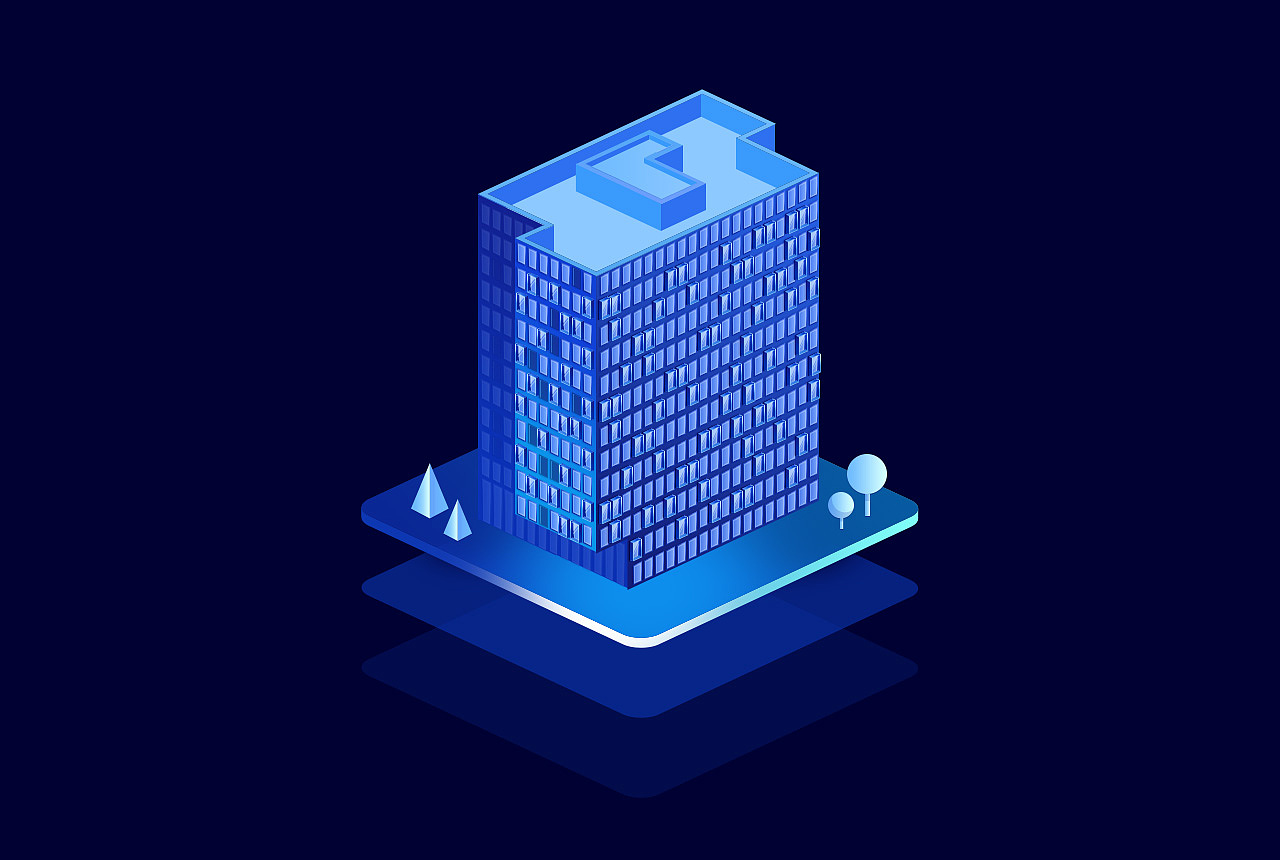 2.5d科技感建筑图标