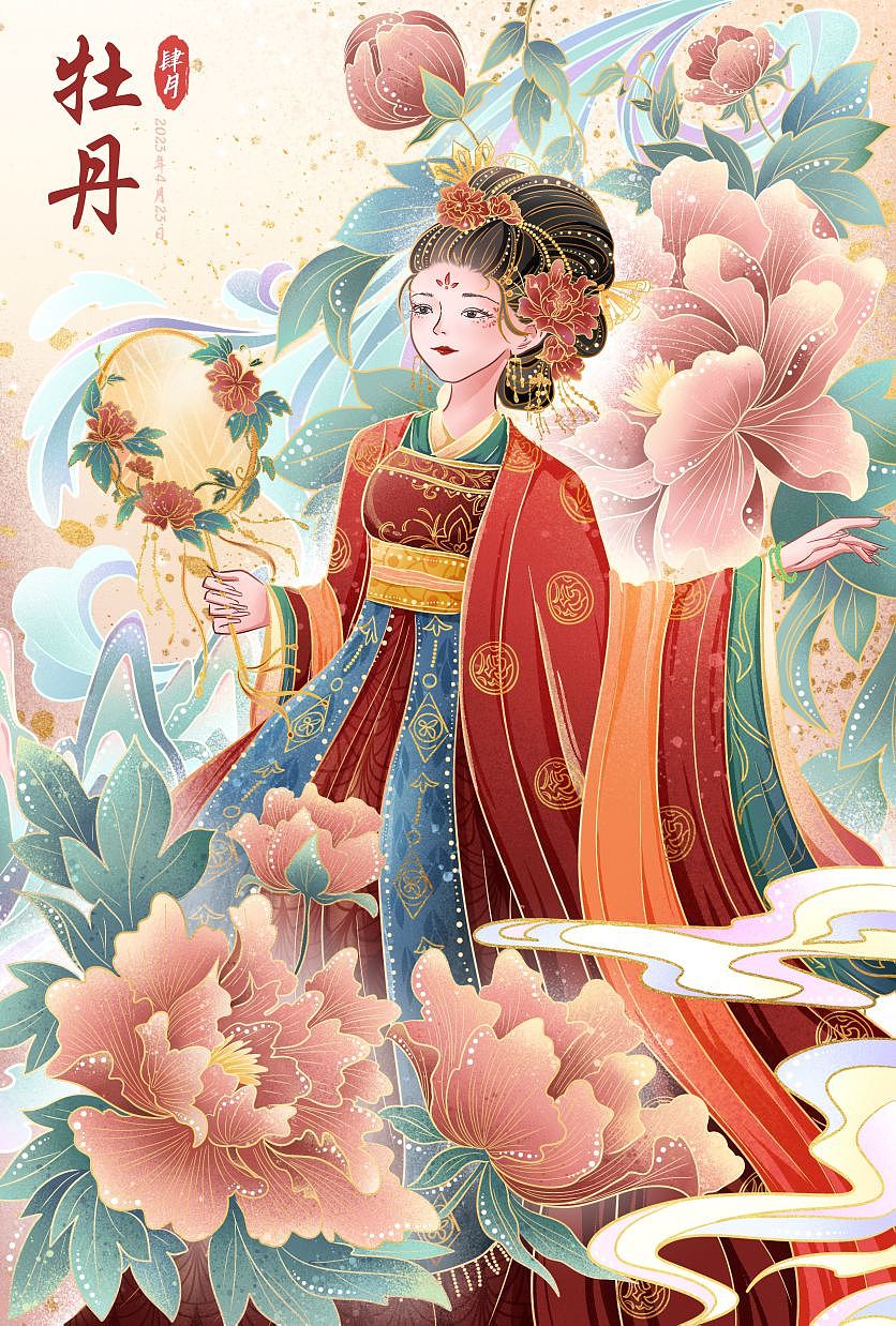 国潮花神系列插画