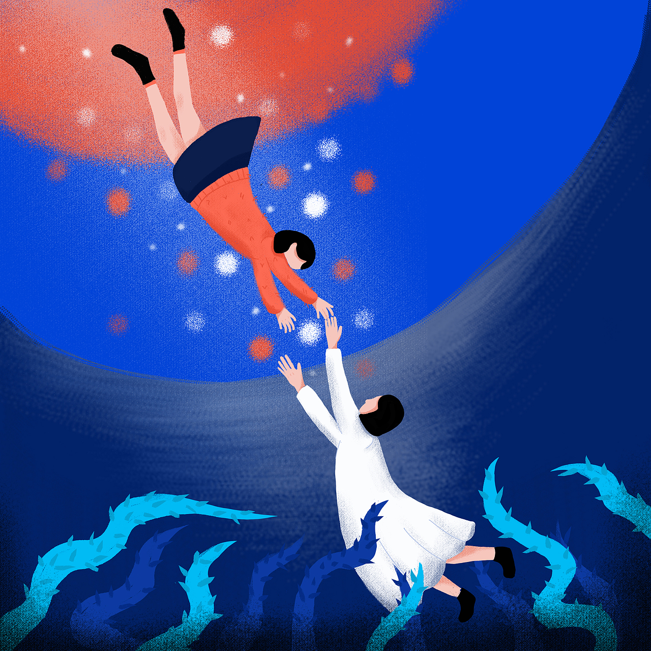 2020青春答卷#《救》抑郁症插画