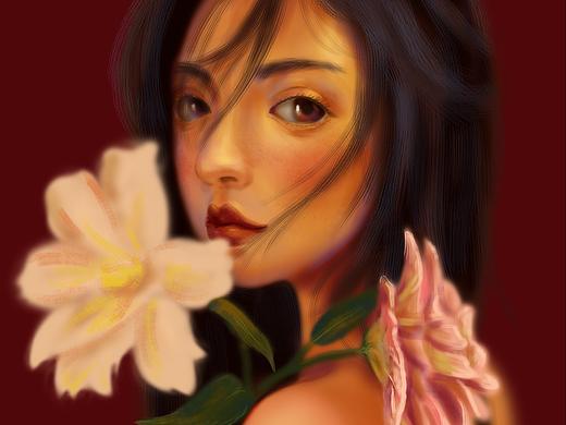 练习--《拿花的女人》