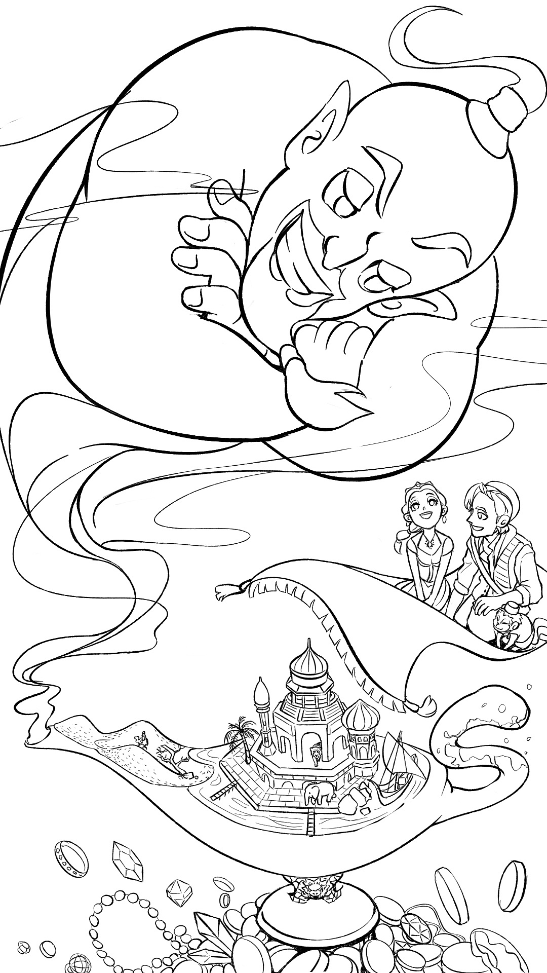 阿拉丁电影插画海报再创作