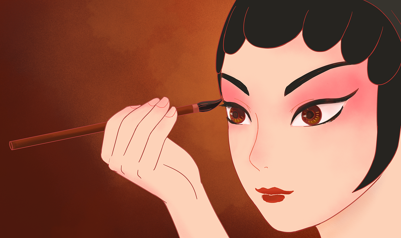 秦腔主题动态插画勾画