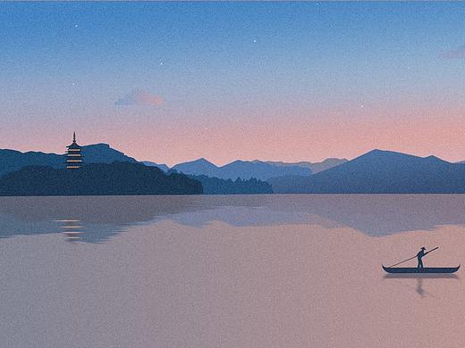 杭州西湖 雷峰塔 原创插画