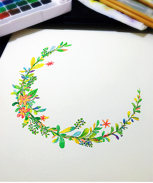 花环（图ZNzE4MDE3NDA=） - 商业插画 - 站酷设计师鱼儿插画原创素材 - 站酷ZCOOL