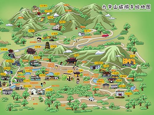 九华山景区手绘地图