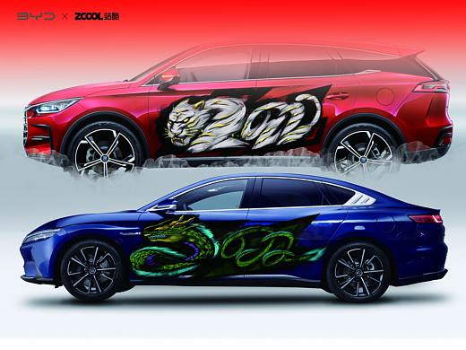 2022虎耀龙赢——涂鸦风龙虎车贴