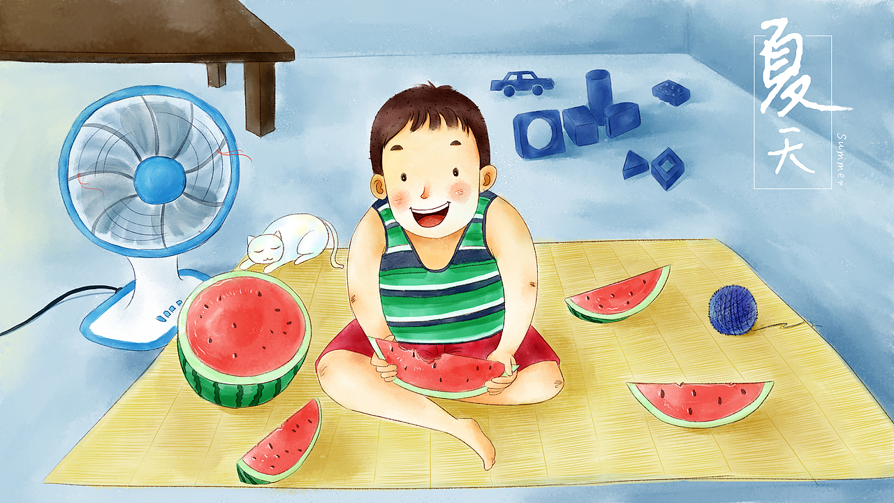 夏天吹空调吃西瓜