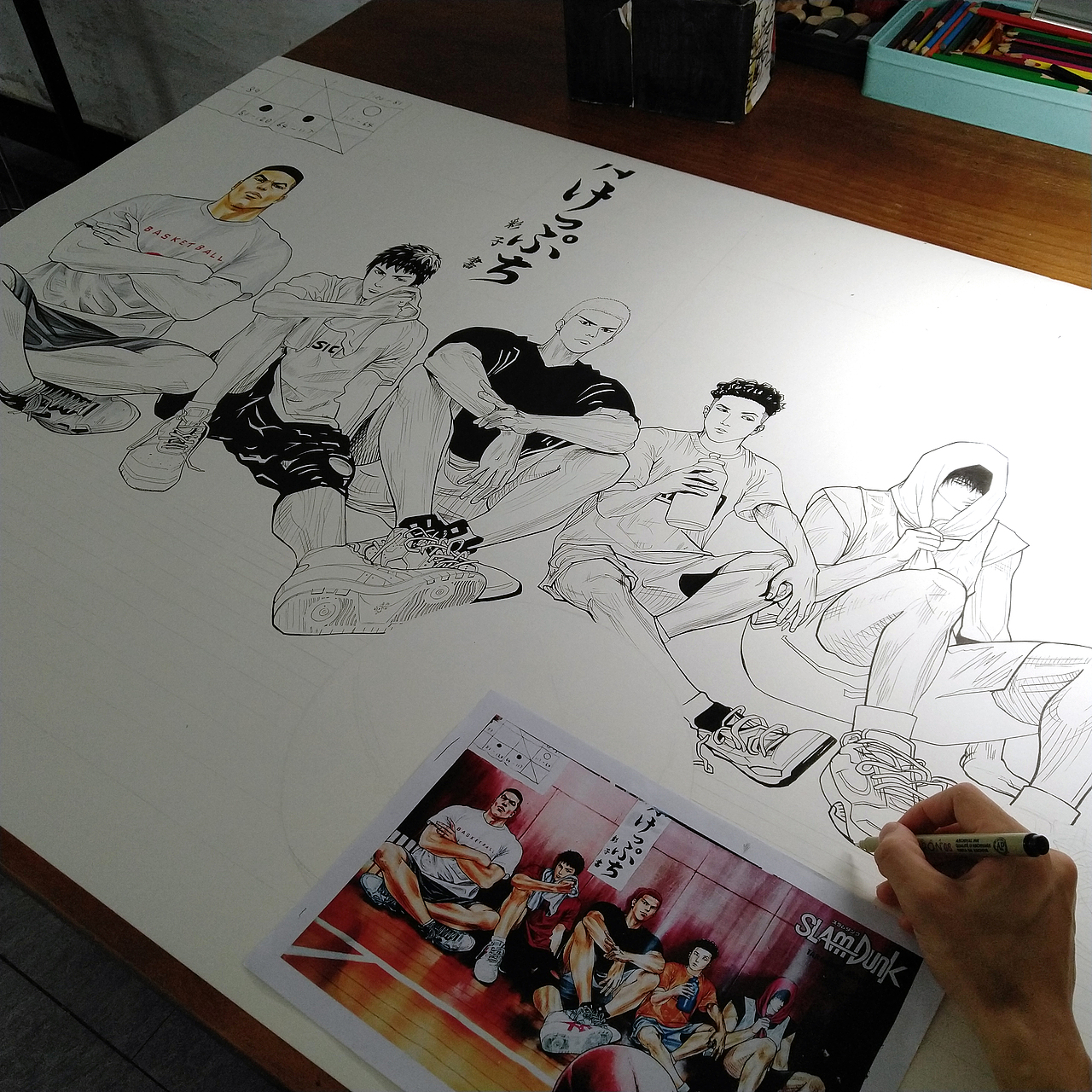 彩铅手绘——复刻灌篮高手绝版经典海报（图ZMTgyMDQwNTg0） - 绘画 - 站酷设计师面包超人zZ原创素材 - 站酷ZCOOL