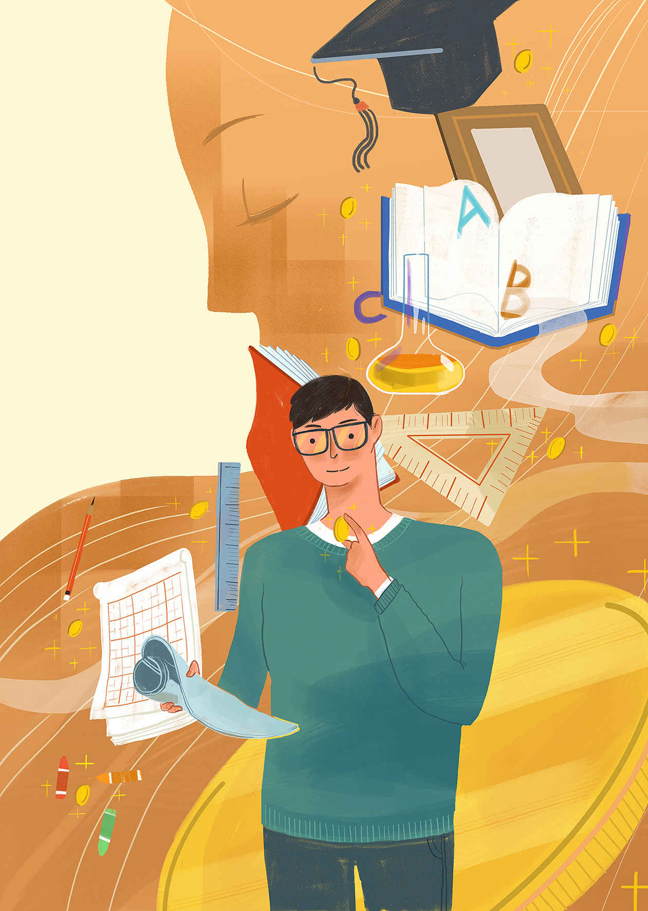 给《读者原创》画的内页插图